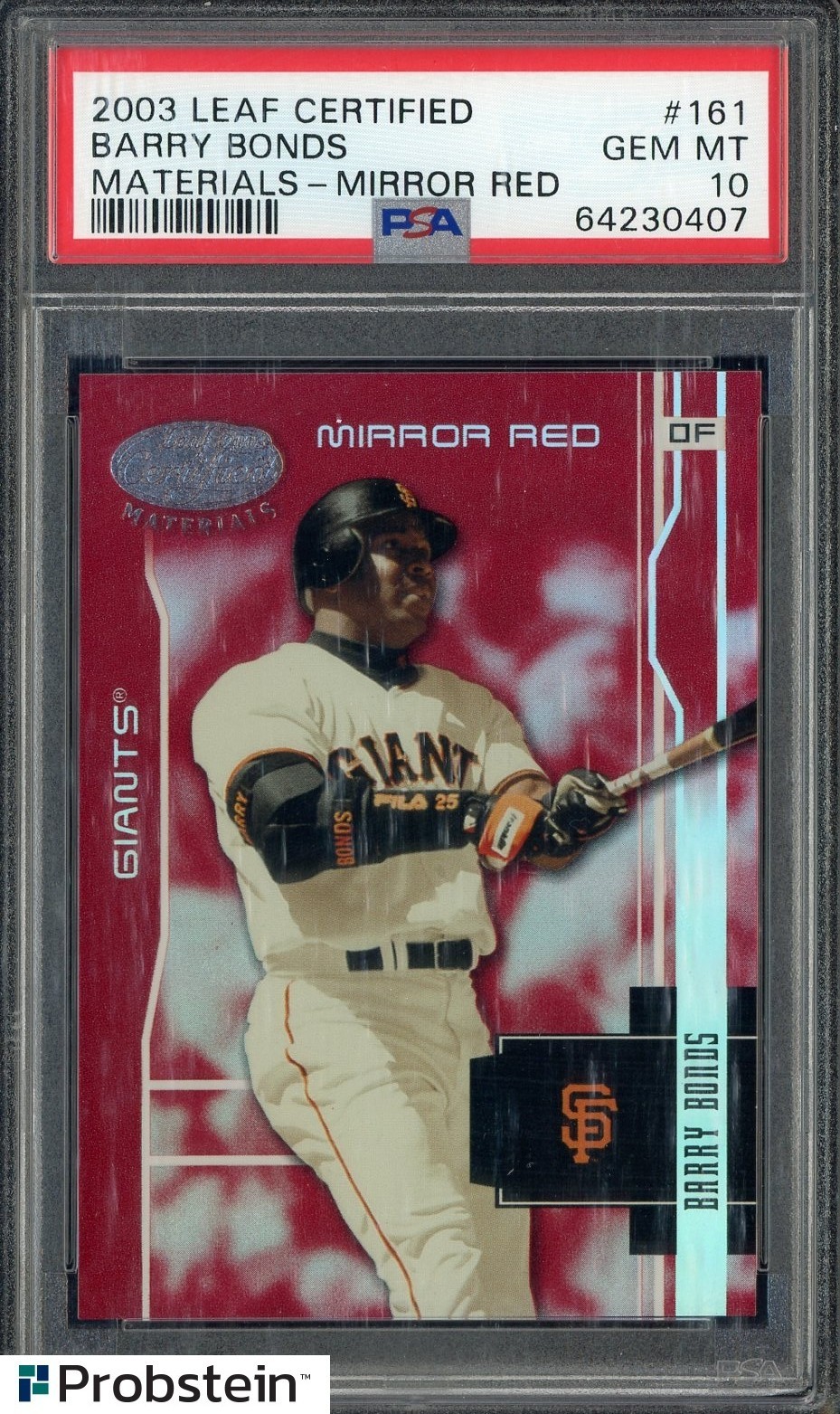 2003 Leaf Certified Materials Mirror Red #161 Barry Bonds Giants 23/100 PSA 10