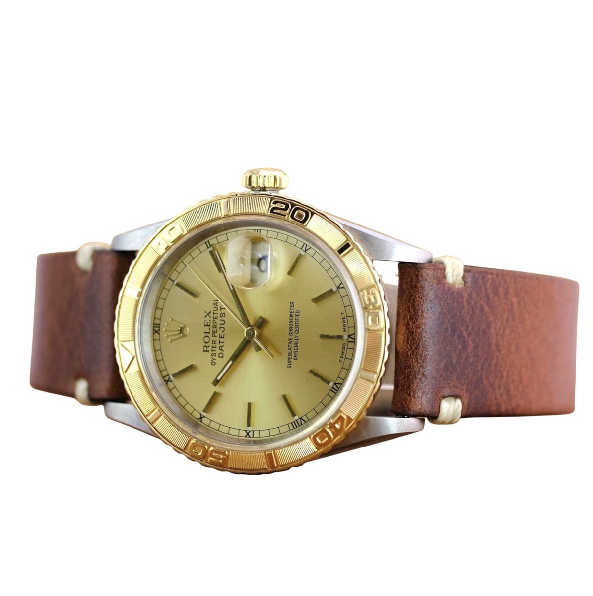 Rolex Datejust 16263 TwoTone 18KY SS Champagne Index Turn-O-Graph