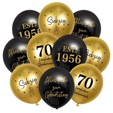 70 Geburtstag Deko Luftballons Gold Schwarz 24 St&uuml;ck