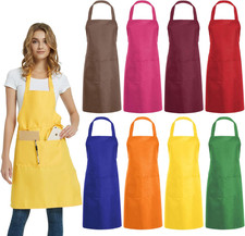 8 PCS Plain Bib Aprons Bulk - Mixed Color Commercial Apron