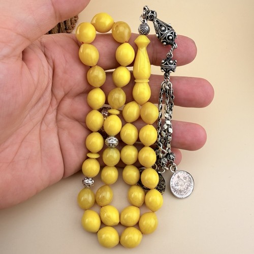 Old Belgium Bekalite 33 Bead Islamic Rosary مسباح مسكي بلجيكي قديم شرابا فضة