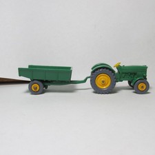 OLD DIECAST LESNEY MATCHBOX NO. 50 + 51 JOHN DEERE TRACTOR AND WAGON 1964