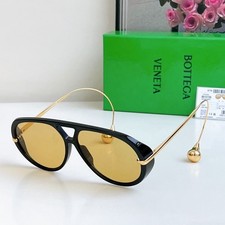 New Bottega Veneta BV1273 Women's Sunglasses Black Frame Yellow Lens Gift Box