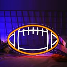 Football Neon Sign for Wall Decor, Dimmable LED Light, Rugby Shaped Neon Ligh...