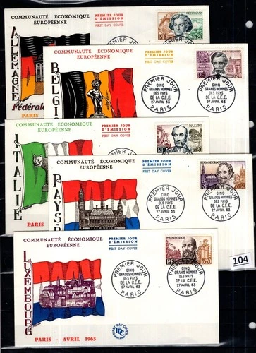 // FRANCE 1961 - 5 FDC - BEETHOVEN, FAMOUS PEOPLE