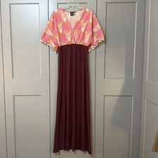 Mamie Ruth Zebra Print Festival Maxi Dress Faux Wrap Kimono Top Womens Free Size