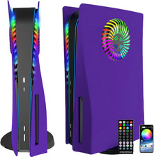 For PS5 Faceplates with Cooling Vents LED Lights, Cooling Cover Replacement Pla