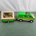 Vintage Tonka Van Green With Graphics and Pop Up Camper Set 1970’s Good Cond.