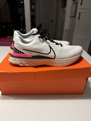 Nike Mens React Infinity Run FK 3 Running Shoes White/Black-Pearl White Size 11