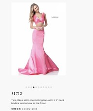 Sherri Hill Mermaid Pink Prom, Bow Front, Two Piece, Satin, Size 0