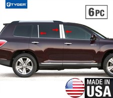 Tyger For 08-2013 Toyota Highlander 6pc Stainless Steel Chrome Pillar Post Trim