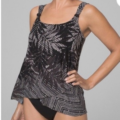 Miraclesuit Tulum Treasures Dazzle Tankini Top Womens 16 Black White Excellent