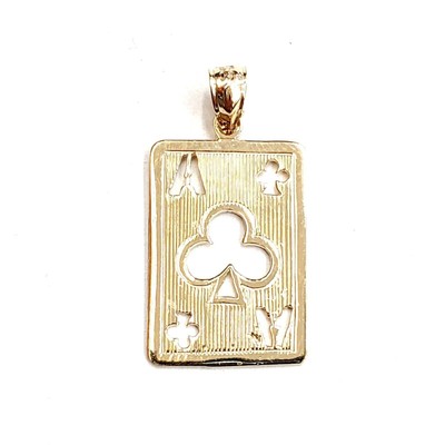 Neu 14k Gelbgold Ace of Club Anhänger Spielkarte Glücksspiel Geschenk edler Schmuck 2g
