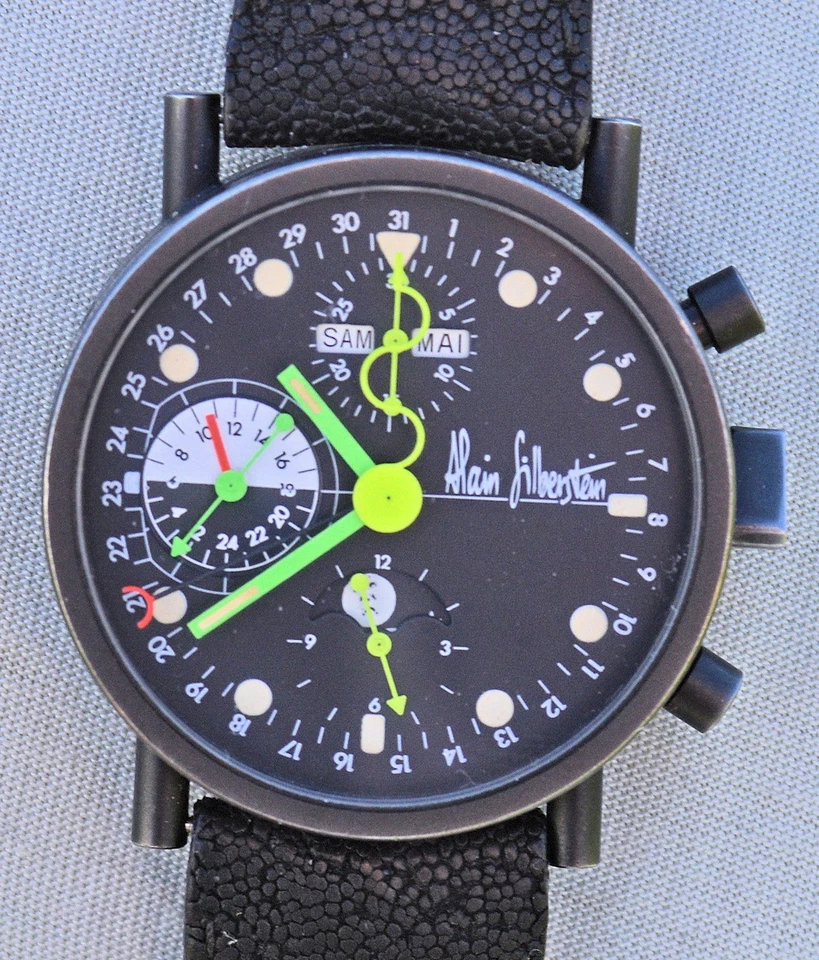 Rarissimo Alain Silberstein Krono 1 Acciaio PVD Nero Edizione Limitata Bauhaus - Immagine 4 di 4