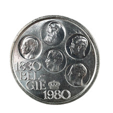 1980 BELGIUM Independence-Flemish Silver 500 Francs Coin KM # 165
