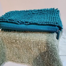 YOOBI Microfiber Fuzzy Zip Pouch Soft Pencil Case Cosmetic-Travel Bag Teal 10X6