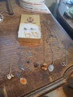 Vintage Costume Jewelry = Necklaces & Earrings + Tiny Brass Cat