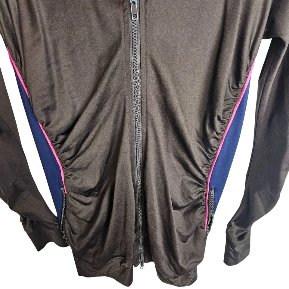 Boston Proper Chaqueta Deportiva Cremallera Chaqueta Atlética Mujer M Marrón Azul Foto 3 de 4