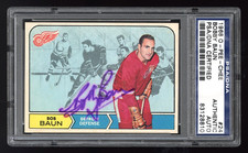 1968 O-Pee-Chee 24 Bobby Baun PSA/DNA Autograph Detroit Red Wing Auto NM Card