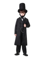 Lincoln Costume for Kids Abraham Lincoln Outfit Boys XL 10-12 Years Black