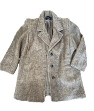 Vintage Noble Fashions Women s Long Beige Tweed Wool Coat Size L/XL