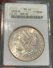 1878 7Tf Vam 80 Morgan Dollar Anacs Soapbox Toned Color Old Holder