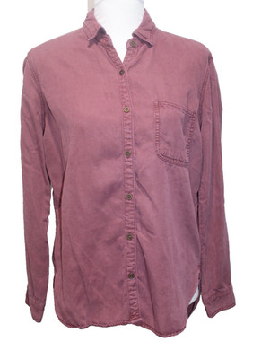 Sneak Peak Soft Tencel Button Down Shirt Roll Tab Sleeve Dusty Red Size S Small
