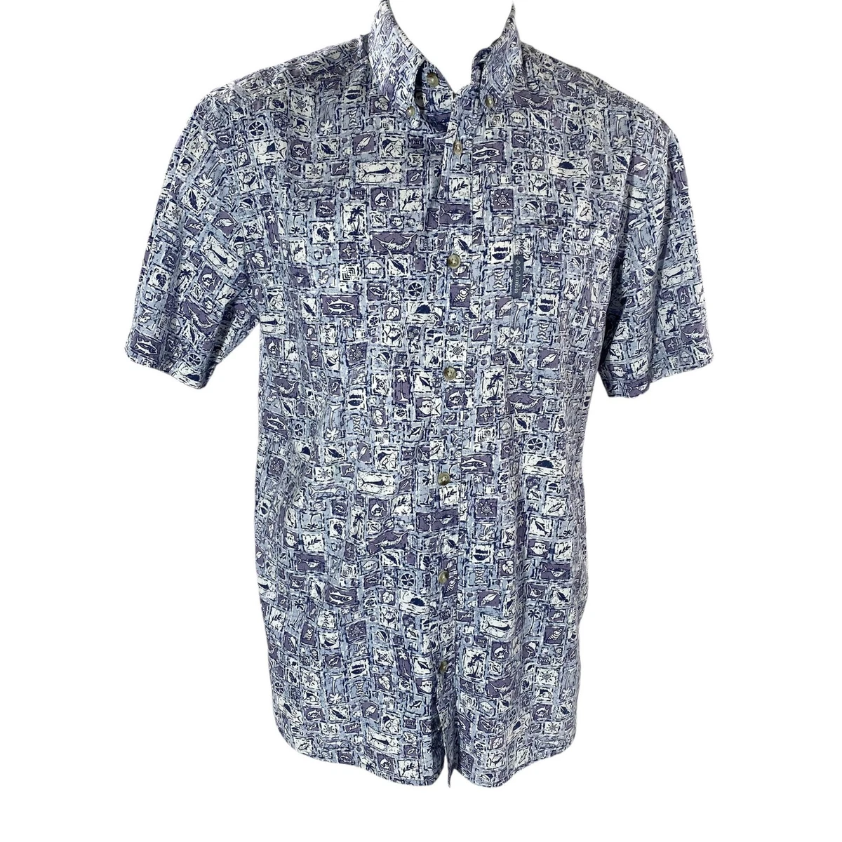 Chemise Columbia Homme Bleu Moyen Manches Courtes - Taille M - Parfait Pour La Pêche