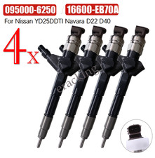 4Pc Fuel Injector 095000-6250 16600-EB70A For Nissan YD25DDTI Navara D22 D40