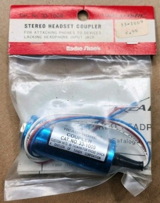 Vtg Realistic Radio Shack Stereo Headset Coupler Cat No 33-1009 Tandy Japan