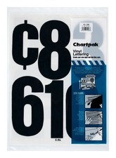 Chartpak Self-Adhesive Vinyl Numbers, 6 Inches High, Black, 21 per Pack 01198