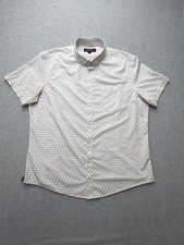 Mizzen Main Leeward Shirt Mens XL White Geometric Short Sleeve Trim Fit Stretch