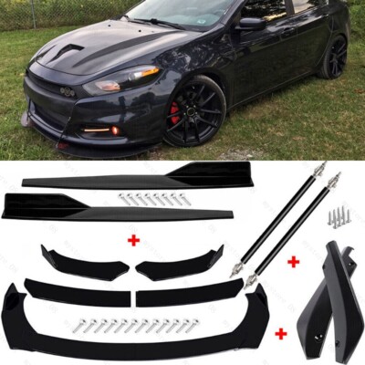 For 2013-2016 Dodge Dart Front Bumper Lip Spoiler+Side Skirt+Rear Lip+Strut Rods