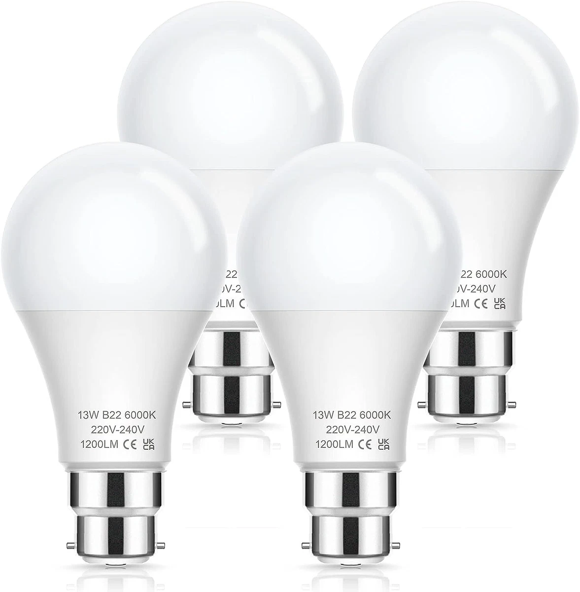 100W Equivalent Bayonet Light Bulb 4 Pack 13W B22 LED Bulbs BC