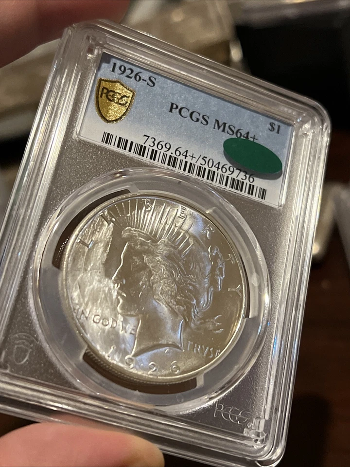 1926-S Peace Dollar MS-64 + PCGS CAC Overpolished Die Obverse! Amazing Looking - Image 3 of 4