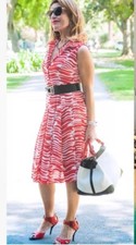 Cabi Women Sleeveless Pleated Button Down Shirt Dress Size M