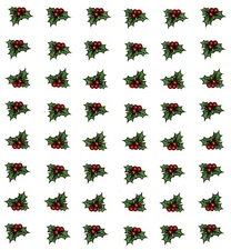 Christmas Green Holly Red Berry M Waterslide Ceramic Decals