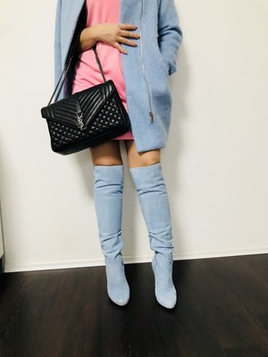 Overknee Extra Hohe Gummistiefel Wildlederstiefel Blau Luxus MAI