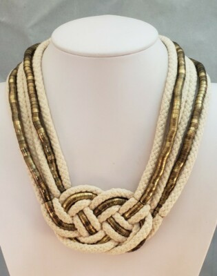 Metal Snake Rope Braided Large Honey & Hive Brand Bib Statement Necklace