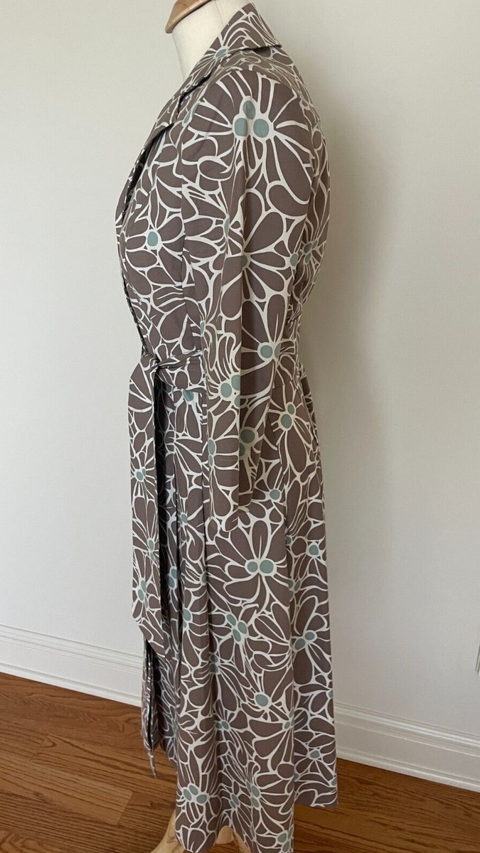 boden riviera shirt dress Boden Riviera Shirt Dress Floral Brown Belted Button Front Midi 6L EUC