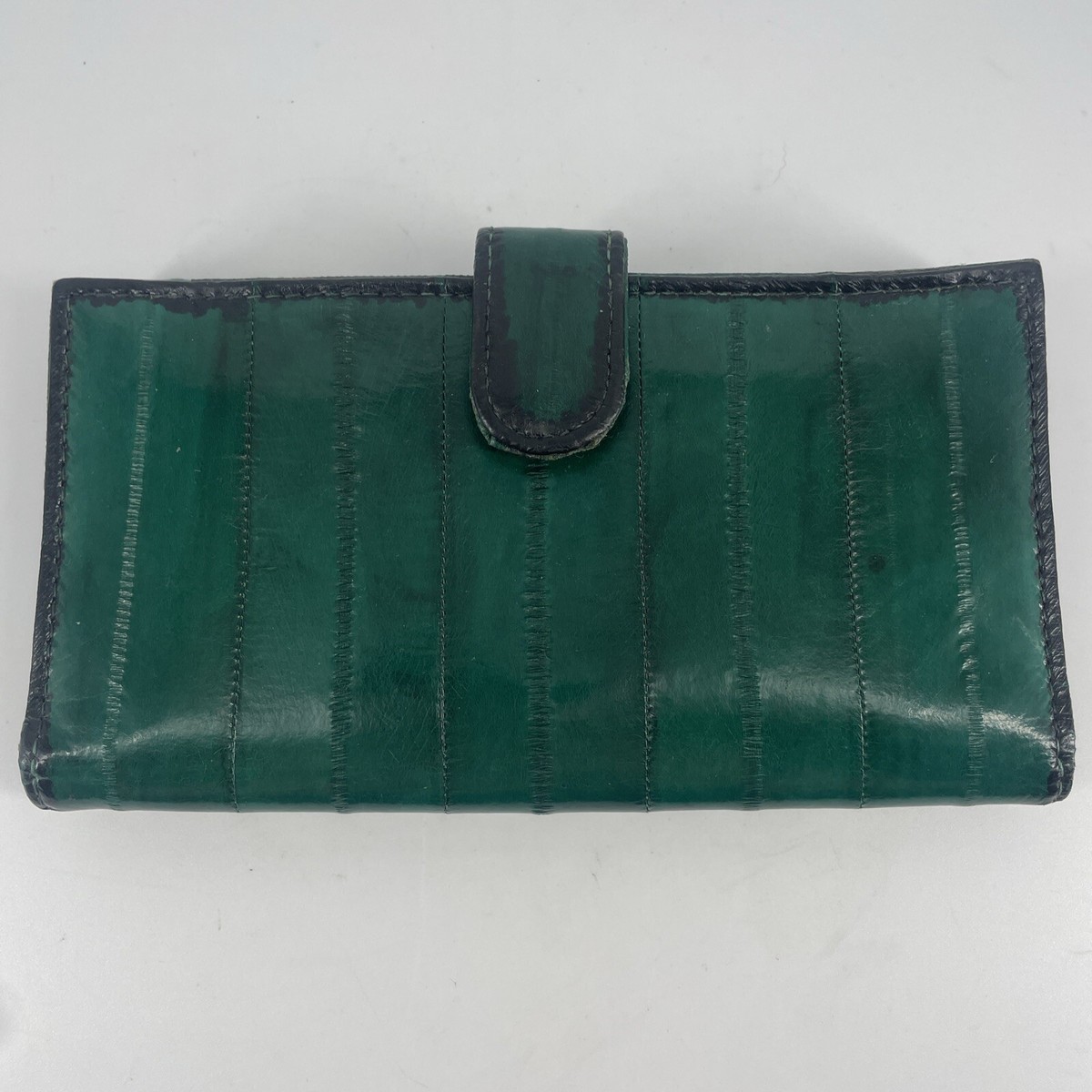 Mundi Eel Skin Wallet Checkbook Snaps Emerald Green Vintage | eBay