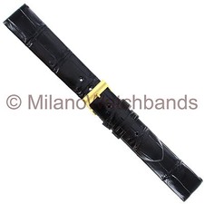 16mm Black deBeer Genuine Louisiana Alligator Shiny Padded Unstitched Watch Band