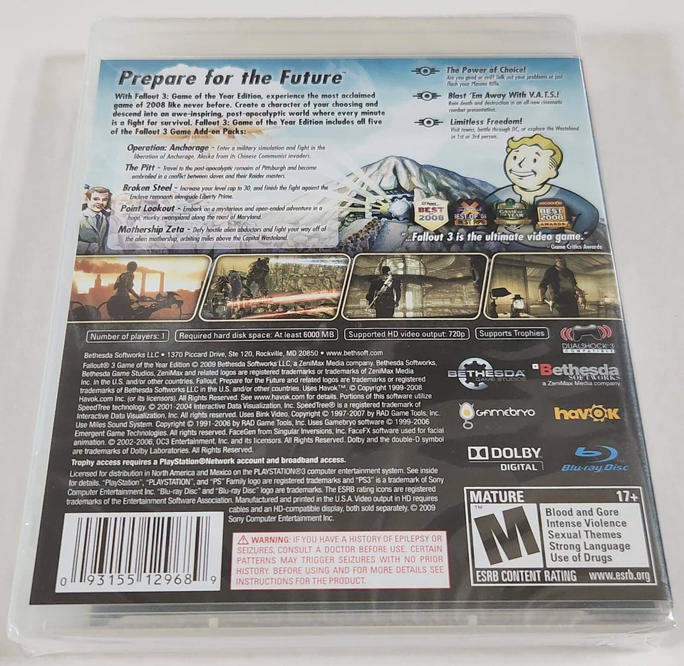 *RAR* FALLOUT 3 GOTY (PS3) Original US Release First Print *NEU-FACTORY SEALED* - Bild 4 von 4