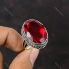 Valentines Sale Oval Mozambique Garnet Stone Bezel Vintage Wife Ring 925 Silver