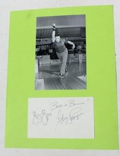 Gus Lampo Professional Bowler Hand Signed Autographed 3X5 Card Photo Set Mat ---
