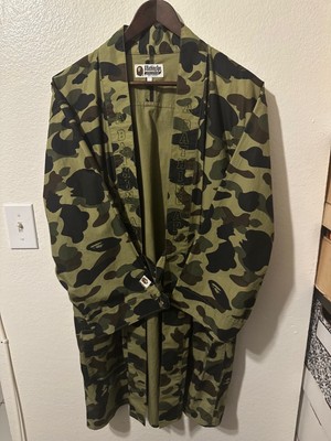 A BATHING APE Camo Print KIMONO JACKET Long Shirt Sz-L NWOT New  