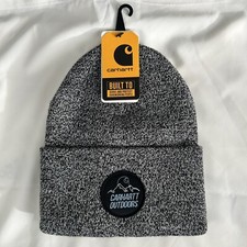 Carhartt Beanie Mens One Size Black Knit Outdoor Patch Cuffed AH5518-M Hat Toque