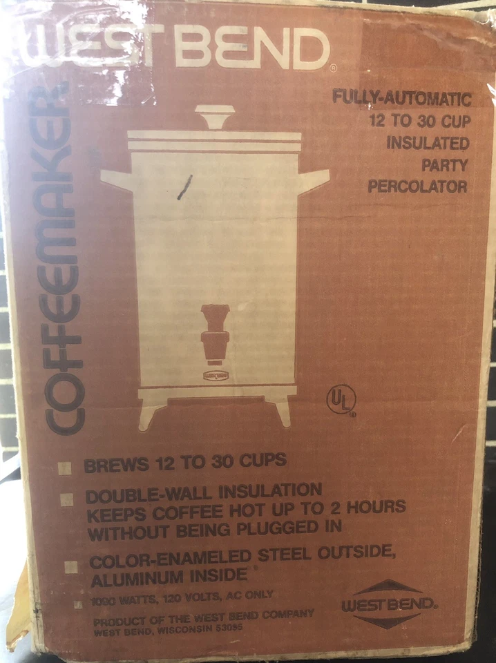 Vintage WEST BEND 30 Cup Automatic Coffee Maker #11869 Harvest Gold w/ powercord - Image 3 of 4