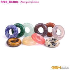 Natural Undrilled Circle Donuts Gemstone Beads For Pendant Jewelry Making 20mm