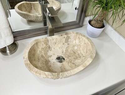 Travertine Sink / Vessel Sink / Stone Sink / Bathroom Sink / Bowl Sink